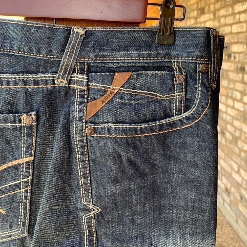 Ariat Arrowhead Deadrun Jeans Slim Straight Leg Five-Pockets Dark Wash M 40x32 - Picture 10 of 16